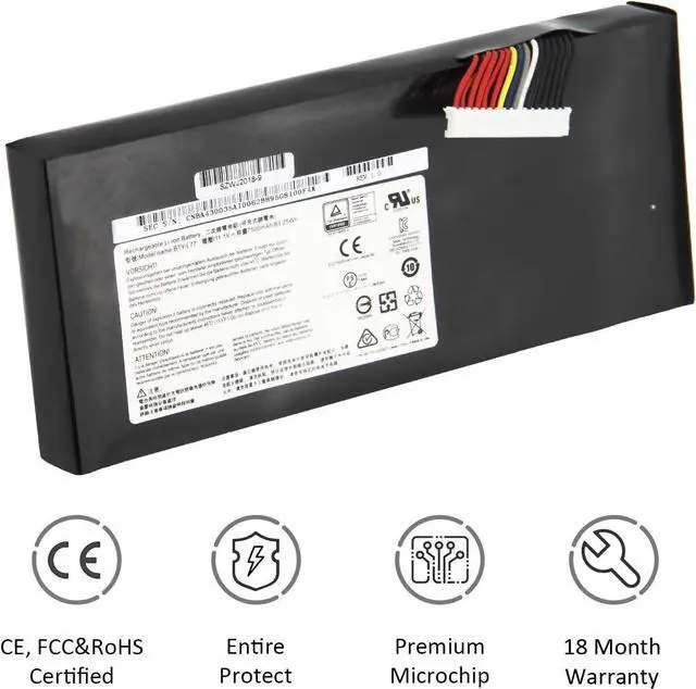 Alt view image 7 of 7 - FLIW BTY-L77 Replacement Battery Compatible with MSI GT72 2QD GT72S 6QF GT80 2QE Series WT72 MS-1781 MS-1783 2PE-022CN 2QD-1019XCN 2QD-292XCN [11.1V 83.25Wh]