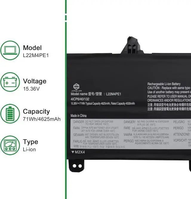 Alt view image 2 of 6 - L22M4PE1 Laptop Battery Replacement for Lenovo ThinkBook 16 G6 ABP IRL G7 ARP IML G8 IRL Series SB11N47477 5B11L93199 SB11N47477 5B11N47479 L22D4PE1 SB11L93198 5B11L93201 15.36V 71Wh