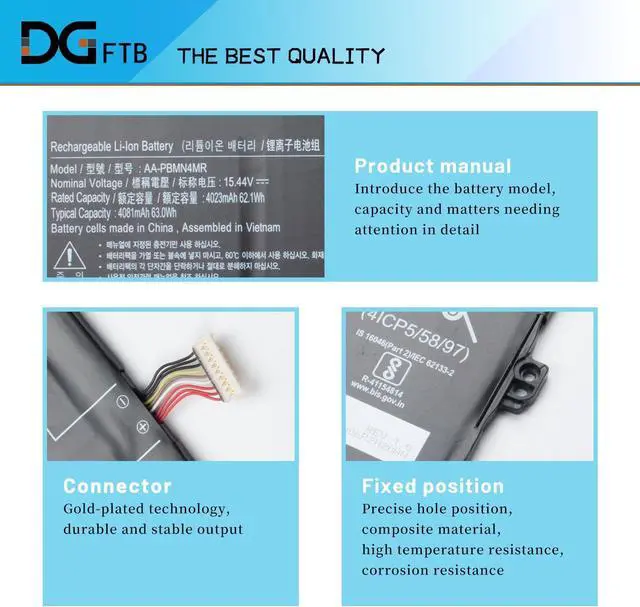 Alt view image 2 of 7 - AA-PBMN4MR 62.1Wh Laptop Battery for Samsung Galaxy Book Pro 360 NP930XDB NP935XDB NP930XED NP930QDB NP930QED NP950QED NP934QED-KA1DE NT930QED-K71A NP940XFG NP930XDB-KD1US NP935XDB-KC2DE