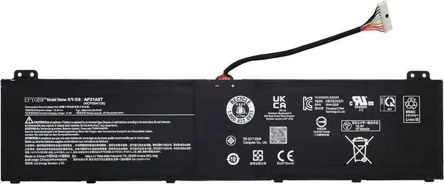 Main image of AP21A8T Laptop Battery 90.61Wh Compatible with Acer Predator Helios 18 PH18-71 / Predator Helios 300 PH315-55 / Predator Helios 300 PH317-56 / Nitro 5 AN517-55 Series AP21A7T AP21A5T KT0040G014