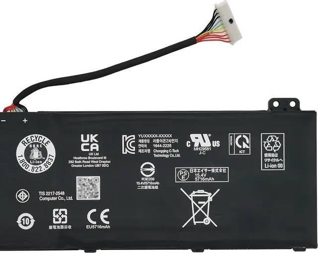 Alt view image 3 of 5 - AP21A8T Laptop Battery 90.61Wh Compatible with Acer Predator Helios 18 PH18-71 / Predator Helios 300 PH315-55 / Predator Helios 300 PH317-56 / Nitro 5 AN517-55 Series AP21A7T AP21A5T KT0040G014