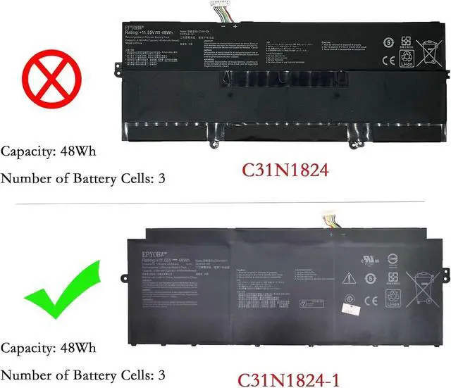 Alt view image 2 of 6 - C31N1824-1 Laptop Battery 48Wh 4160mAh Compatible with ASUS Chromebook C425 C425T C425TA C425TA-H50039 C425TA-H50041 C425TA-H50050 / Chromebook Flip C433 C433T C433TA Series 0B200-03550000