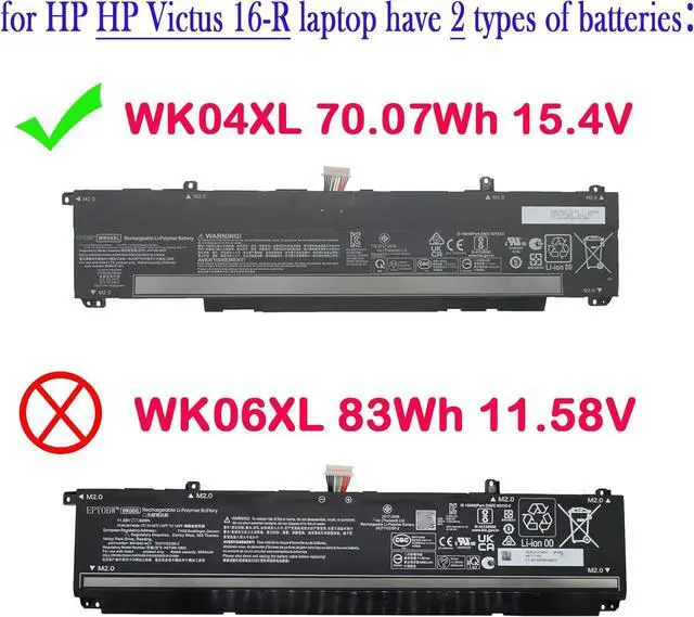 Alt view image 2 of 6 - WK04XL Laptop Battery 70.07Wh Compatible with HP Omen 16-B 16-C/Victus 15-FA 15-FB 16-D 16-E 16-R 16-S/Victus Gaming 16T-R 16T-S 16-R 16-S Series WK04070XL HSTNN-IB9V HSTNN-OB2C