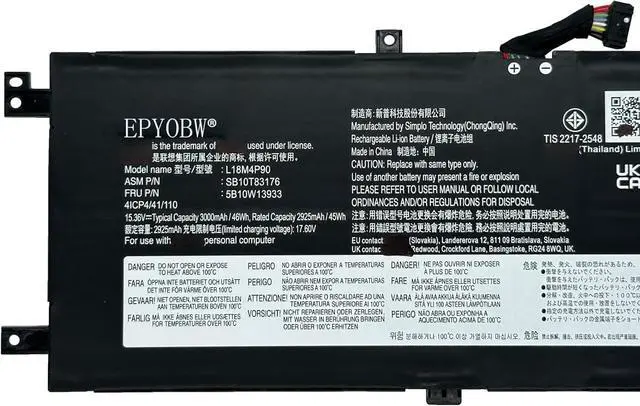 Alt view image 2 of 5 - L18M4P90 Laptop Battery 46Wh Compatible with Lenovo ThinkPad L13 20R3 / ThinkPad L13 Gen 2 20VH / ThinkPad L13 Yoga 20R5 / ThinkPad L13 Yoga Gen 2 20VL Series L18C4P90 L18D4P90