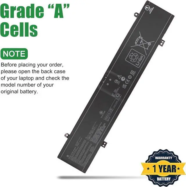 Alt view image 3 of 5 - C41N2109 Laptop Battery Replacement for Asus Rog Flow X16 GV601RE GV601RM GV601VI GV601VU GV601VV G16 G614JI G614JU G614JV G614JZ G18 G814JI G814JU Strix Scar 16 G634JY Series 15.52V 90Wh