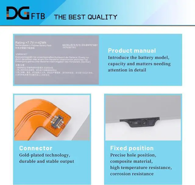 Alt view image 2 of 7 - EB-BW767ABY Laptop Battery for Samsung Galaxy Book S NP767XCM NP930QCG NP767XCM-K02UK NP767XCM-K02US K02IT K02DE K01DE K01US K01CA K02CA SM-W767 SM-W767VZAAVZW 7.7V 42Wh/5454mAh