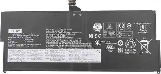 Main image of L19M4PG3 Laptop Battery 42Wh 5470mAh 4-Cell 7.72V Compatible with Lenovo X12 Detachable Gen 1 20UW 20UV Series L19C4PG3 L19M4PG4 L19C4PG4