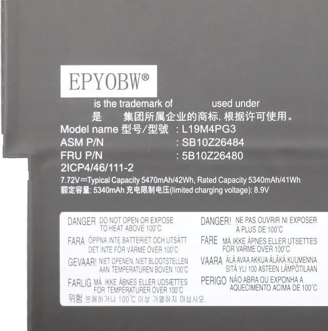 Alt view image 2 of 4 - L19M4PG3 Laptop Battery 42Wh 5470mAh 4-Cell 7.72V Compatible with Lenovo X12 Detachable Gen 1 20UW 20UV Series L19C4PG3 L19M4PG4 L19C4PG4