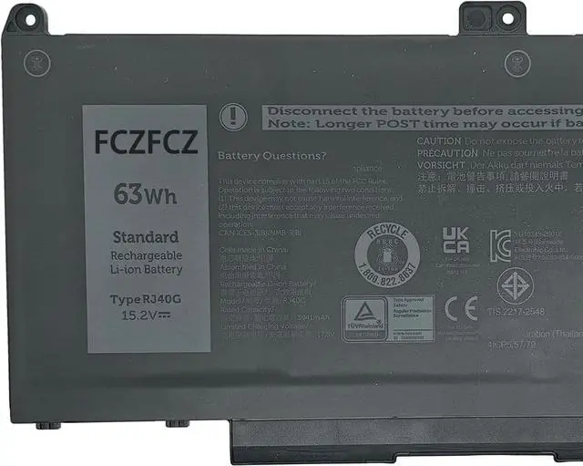 Alt view image 2 of 5 - RJ40G Battery 63Wh Replacement for Dell Latitude 14 5420 Latitude 15 5520 Precision 15 3560 3H45Y Series Laptop 01K2CF 075X16 WY9DX P137G P137G001 P104F P104F001 0WK3F1 0M3KCN 005R42 15.2V
