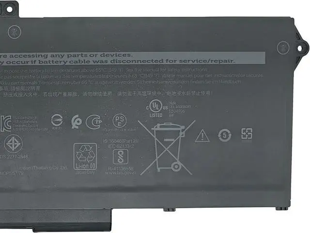 Alt view image 3 of 5 - RJ40G Battery 63Wh Replacement for Dell Latitude 14 5420 Latitude 15 5520 Precision 15 3560 3H45Y Series Laptop 01K2CF 075X16 WY9DX P137G P137G001 P104F P104F001 0WK3F1 0M3KCN 005R42 15.2V