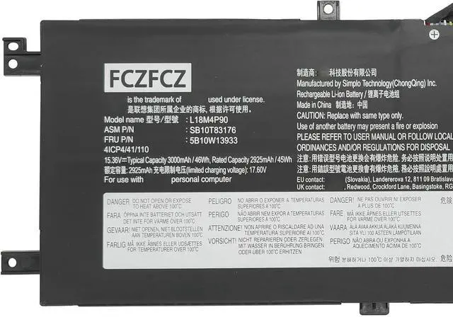 Alt view image 2 of 5 - L18M4P90 Battery 46Wh Replacement for Lenovo ThinkPad L13 Yoga L13 Yoga Gen2 / ThinkPad L13 L13 Gen2 Series SB10T83119 02DL030 5B10W13933 L18D4P90 L18C4P90 15.36V