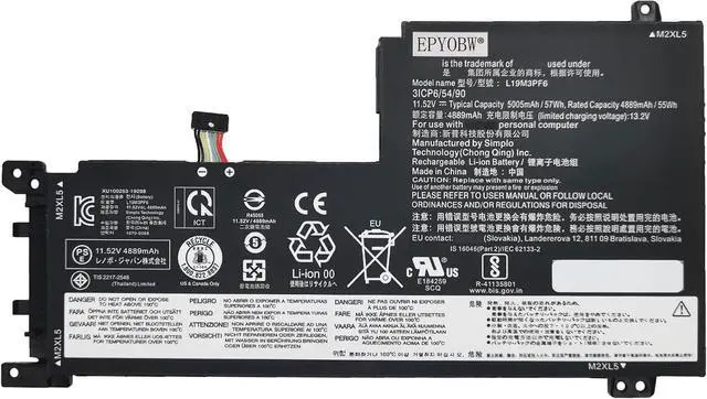Main image of L19M3PF6 L19L3PF2 Laptop Battery 57Wh 3-Cell Compatible with Lenovo IdeaPad 5-15IIL05 5-15ARE05 5-15ITL05 5-15ALC05 5-15IAL7 5-15ABA7 Series L19C3PF5