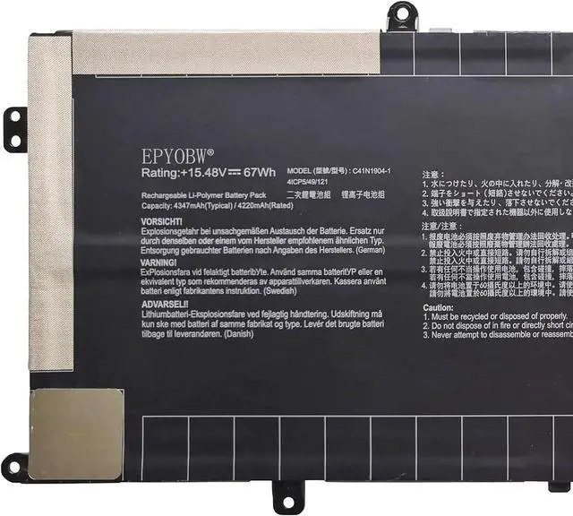 Alt view image 2 of 5 - C41N1904-1 Laptop Battery 67Wh 4-Cell Compatible with Asus ZenBook 14 UM425IA / ZenBook 13 UX325JA / ZenBook Flip 13 UX362FA / ZenBook S UX391UA Series C41N1904 02B200-03660500 4ICP5/49/121