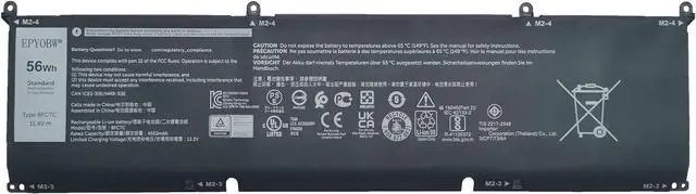 Main image of 8FCTC Laptop Battery 56Wh 11.4V Compatible with Dell Alienware M15 R3 M15 R4 M15 R5 M15 R6 M15 R7 M16 R1 M17 R3 M17 R4 / XPS 9500 9510 / Inspiron 7510 5620 7610 Series 69KF2 08FCTC 70N2F
