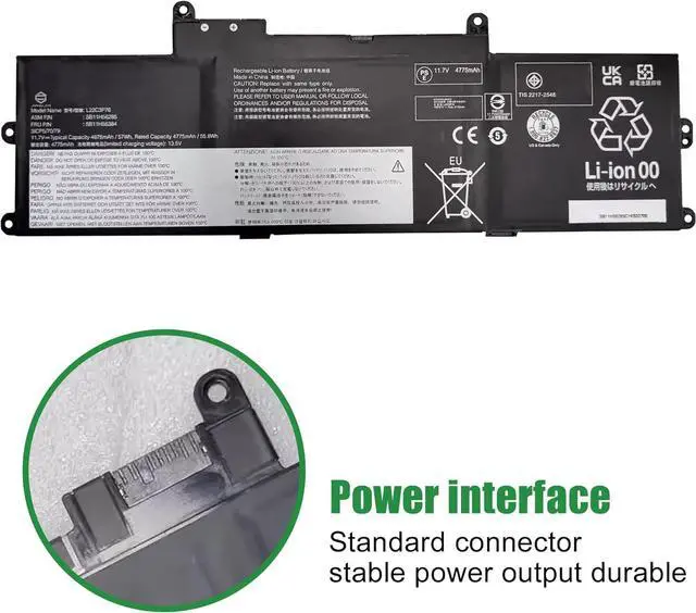 Alt view image 3 of 6 - L22C3P76 Laptop Battery Replacement for Lenovo ThinkPad X1 Carbon 12th Gen 2024 X1 2 in 1 Gen 9 2024 Series SB11H56285 5B11H56384 L22B3P73 SB11H56287 5B11H56386 L22M3P77 L22D3P77 11.7V 57Wh