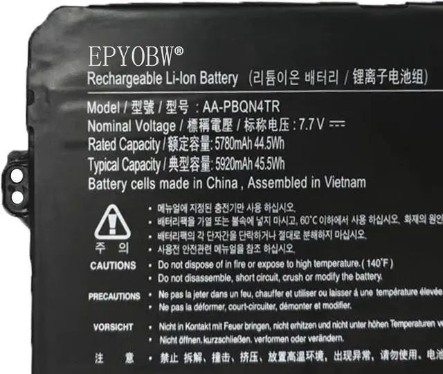 Alt view image 2 of 3 - AA-PBQN4TR Laptop Battery 45.5Wh 4-Cell 7.7V Compatible with Samsung Galaxy Chromebook 2 XE530QDA XE530QDA-KA1US XE530QDA-KA2US XE530QDA-KB1US XE530QDA-KB2US Series BA43-00395A 2ICP5/58/70-2