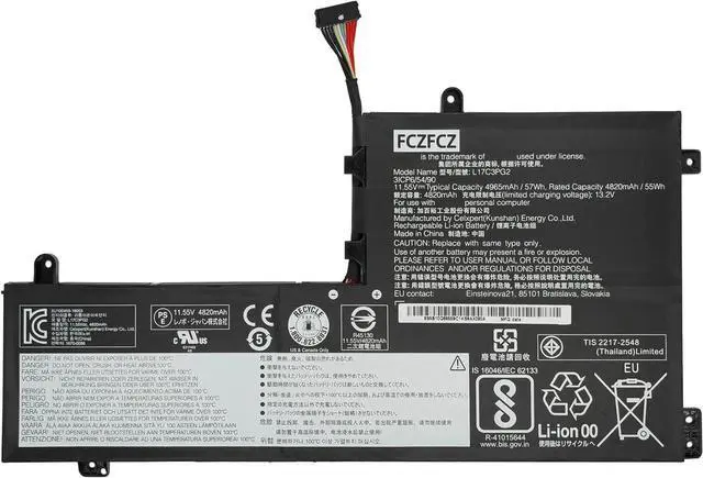 Main image of L17C3PG2 Battery 57Wh 4965mAh Replacement for Lenovo Legion Y540-17IRH 81Q4 Series SB10W69466 5B10W69467 5B10T30217 L17M3PG2 SB10W69453 5B10W69460 5B10T30214 11.55V 3-Cell