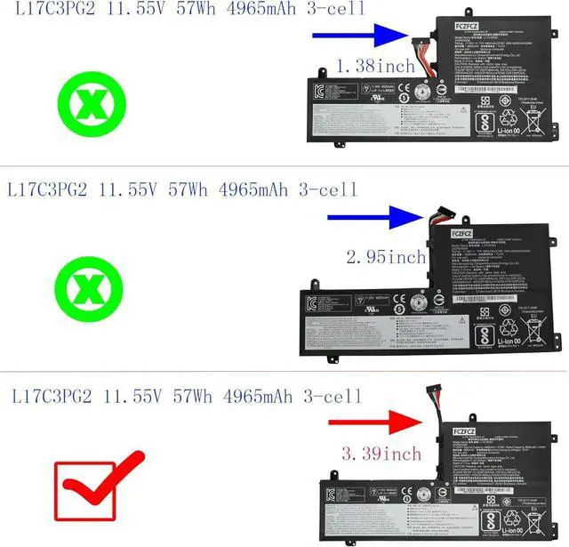 Alt view image 2 of 6 - L17C3PG2 Battery 57Wh 4965mAh Replacement for Lenovo Legion Y540-17IRH 81Q4 Series SB10W69466 5B10W69467 5B10T30217 L17M3PG2 SB10W69453 5B10W69460 5B10T30214 11.55V 3-Cell