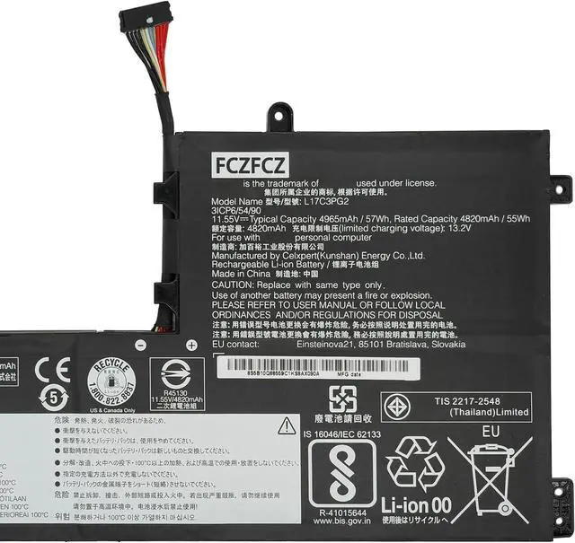Alt view image 4 of 6 - L17C3PG2 Battery 57Wh 4965mAh Replacement for Lenovo Legion Y540-17IRH 81Q4 Series SB10W69466 5B10W69467 5B10T30217 L17M3PG2 SB10W69453 5B10W69460 5B10T30214 11.55V 3-Cell