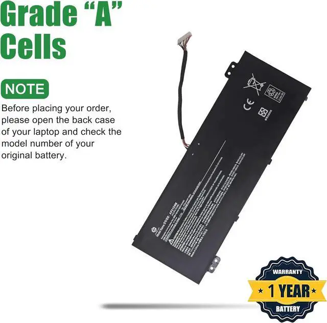 Alt view image 3 of 5 - AP21D8M Laptop Battery Replacement for Acer N22C1 AN515-58-56CL AN515-58-766R Series Notebook Black 15.4V 57.48Wh 3733mAh