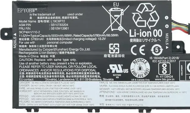 Alt view image 2 of 5 - L19C6P72 Laptop Battery 68Wh 6-Cell Compatible with Lenovo ThinkPad T15P Gen 1 / T15P Gen 2 / T15P Gen 3 / ThinkPad P15V Gen 1 / P15V Gen 2 / P15V Gen 3 Series L19L6P72