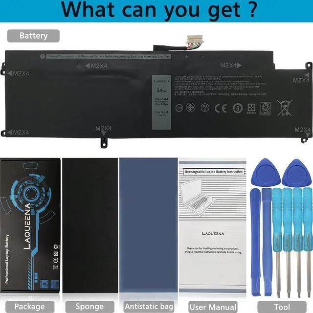 Alt view image 3 of 7 - XCNR3 Laptop Replacement Battery for Dell Latitude 13 7370 Ultrabook Series 0XCNR3 WY7CG MH25J 7.6V 34WH/4250MAH 4-Cell