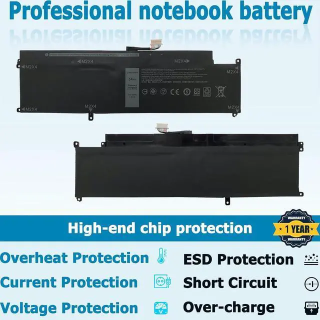 Alt view image 4 of 7 - XCNR3 Laptop Replacement Battery for Dell Latitude 13 7370 Ultrabook Series 0XCNR3 WY7CG MH25J 7.6V 34WH/4250MAH 4-Cell
