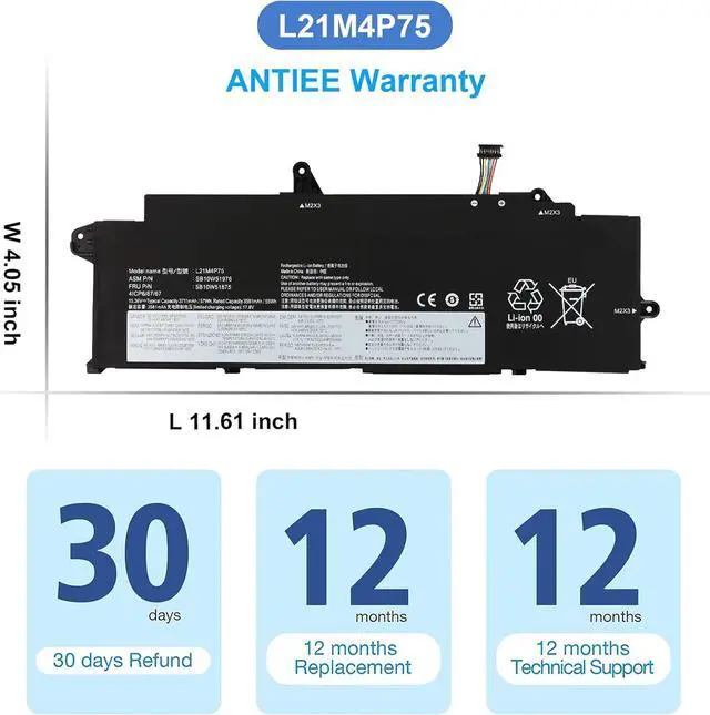 Alt view image 7 of 7 - L21M4P75 L21B4P71 L21L4P73 L21D4P74 Laptop Battery Replacement for Lenovo ThinkPad T14s Gen 3/ ThinkPad T14s Gen 4 Series SB10W51978 SB10W51977 5B10W51874 5B10W51875 5B10W51876 57Wh 15.36V 3711mAh