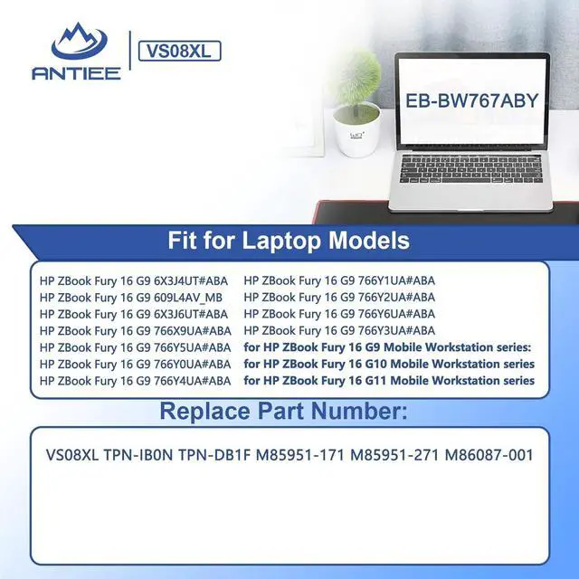 Alt view image 3 of 7 - VS08XL 95Wh Laptop Battery Replacement for HP ZBook Fury 16 G9 Mobile Workstation/ZBook Fury 16 G10 Mobile Workstation/Fury 16 G11 Mobile Workstation Series TPN-IB0N TPN-DB1F M85951-271 M86087-001
