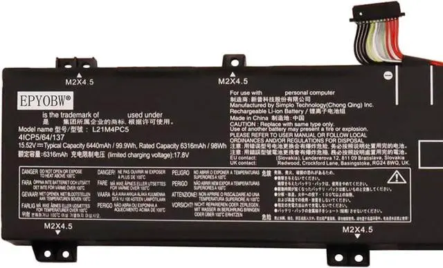 Alt view image 2 of 4 - L21M4PC5 L21D4PC2 Laptop Battery 99.9Wh 6440mAh 15.52V 4-Cell Compatible with Lenovo Legion 7 16ARHA7 / Legion 7 16IAX7 Series L21C4PC2
