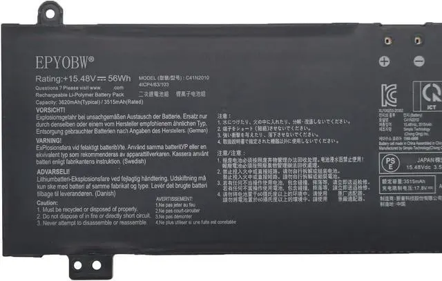 Alt view image 3 of 6 - C41N2010 Laptop Battery 56Wh 4-Cell 15.48V Compatible with Asus ROG Strix G15 G513IC G513IH G513QC G513QE / ROG Strix G17 G713QE Series 0B200-03890000 0B20003890000 4ICP4/63/103