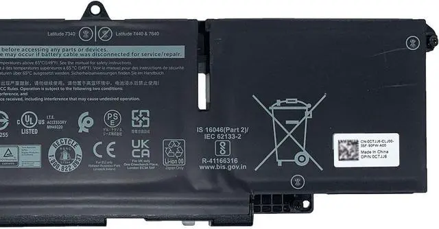 Alt view image 3 of 5 - 66DWX Laptop Battery 57Wh 4878mAh 3-Cell 11.4V Compatible with Dell Latitude 7340 7350 7440 7450 7640 7650 Series FH97R 0HYH8 0CTJJ6