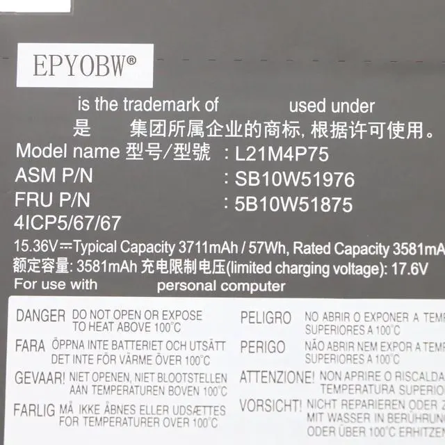 Alt view image 2 of 4 - L21M4P75 Laptop Battery 57Wh 3711mAh 4-Cell 15.36V Compatible with Lenovo ThinkPad T14s Gen 3 / ThinkPad T14s Gen 4 Series L21L4P73 L21B4P71 L21D4P74