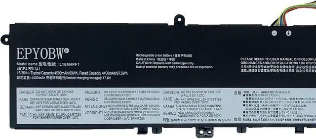 Alt view image 3 of 6 - L18M4PF1 Laptop Battery 69Wh 4500mAh 4-Cell 15.36V Compatible with Lenovo Yoga 9-15IMH5 82DE / ideapad Yoga C940-15IRH 81TE Series L18D4PF1