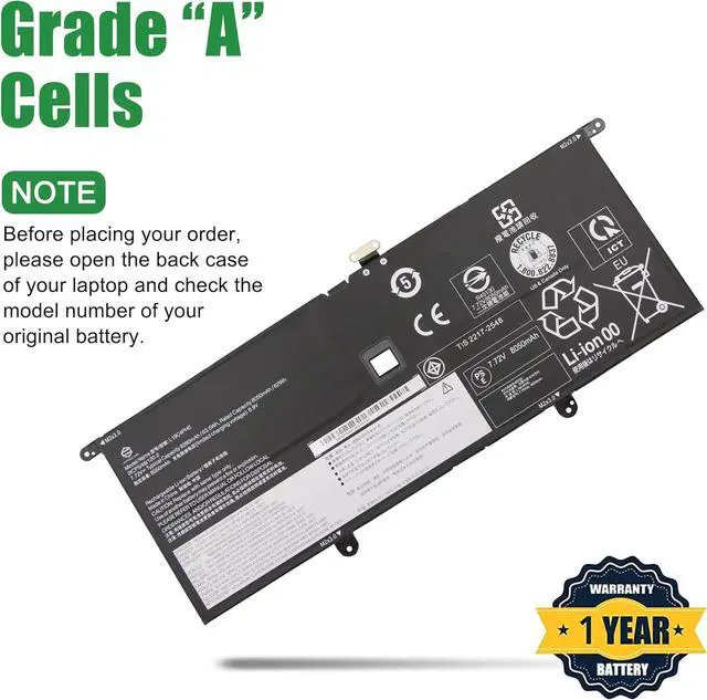 Alt view image 3 of 5 - L19C4PH0 Laptop Battery Replacement for Lenovo Ideapad Slim 9-14ITL05 Series Notebook SB10Y75087 5B10Y75089 L19M4PH0 SB10Y75088 5B10Y75090 Black 7.72V 63.5Wh 8290mAh