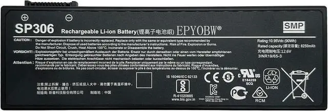 Main image of SP306 Laptop Battery 90Wh 8250mAh 10.95V Compatible with Siemens Simatic Field PG M6 Series 3INR19/65-3