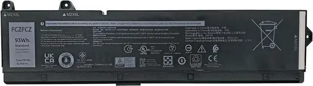 Main image of X9FTM Battery Replacement for Dell Precision 7680 7770 7780 Series V0GMT NYD3W TJDRR XYCW0 NCC3D 0NCC3D Series 97Wh 8070mAh 11.4V 6-Cell