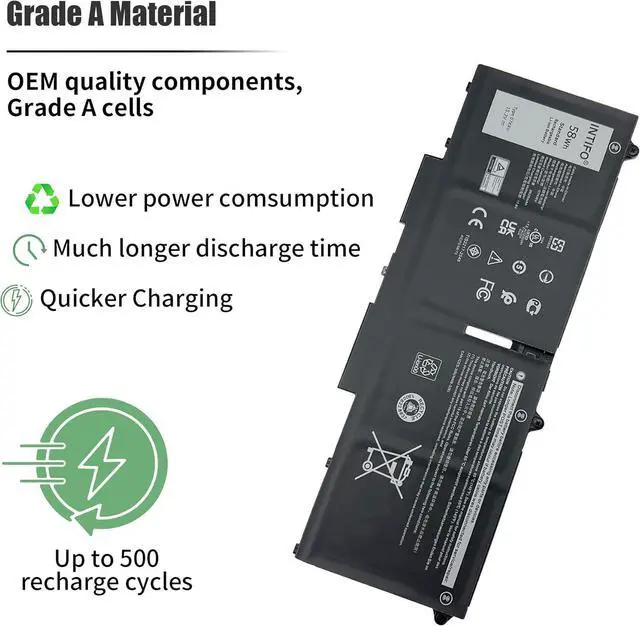 Alt view image 4 of 7 - 58Wh 07KRV Laptop Battery Compatible with Dell Latitude 5330 5430 5530 Precision 3570 Series Notebook 0H4PVC H4PVC Y86WG 0Y86WG M69D0 08WRCR 078FWY [15.2V 3625mAh 4-Cell]