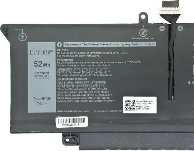 Alt view image 2 of 5 - JHT2H Battery 52Wh 6500mAh 4-Cell 7.6V Compatible with Dell Latitude 7310 7410 / Latitude 7410 Chromebook Enterprise Series Y7HR3 35J09 4V5X2 HRGYV WY9MP XMV7T 009YYF