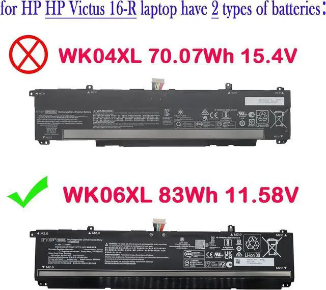 Alt view image 4 of 6 - WK06XL Battery 83Wh Compatible with HP Omen 16-WD 16-XF 16-XD 16-B 16-WF 16-C 16T-C 17-CP 17-CK 17T-CK 16-K 16-N/Omen 8 Plus 17-CK/Victus 16-R Series HSTNN-WB0C HSTNN-OB2I M41640-CD1