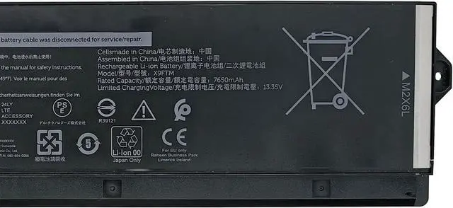 Alt view image 3 of 5 - X9FTM Battery Replacement for Dell Precision 7680 7770 7780 Series V0GMT NYD3W TJDRR XYCW0 NCC3D 0NCC3D Series 97Wh 8070mAh 11.4V 6-Cell