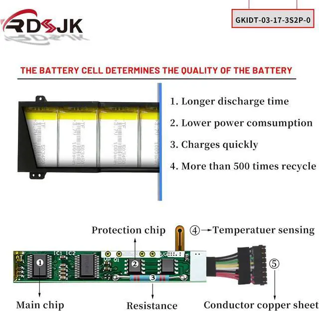 Alt view image 4 of 7 - GKIDT-03-17-3S2P-0 GKIDT-00-13-3S2P-0 Laptop Battery for Intel QC7 Adata XPG Xenia 15 Schenker XMG Fusion 15 XFU15L19 Eluktronics MAG-15 Aftershock Vapor 15 Pro 2021 GLIDK-00-15-3S2P-0 11.4V 93.48Wh