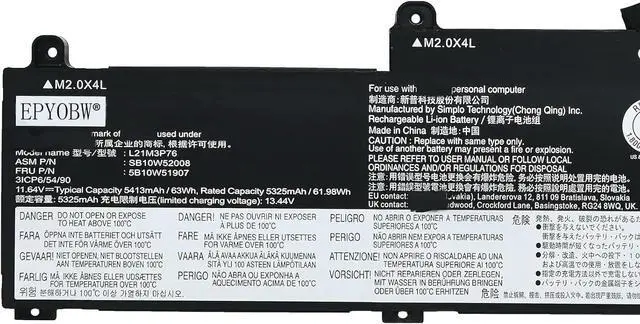 Alt view image 3 of 6 - L21M3P76 Laptop Battery 63Wh 3-Cell Compatible with Lenovo ThinkPad L14 Gen 3 / ThinkPad L14 Gen 4 / ThinkPad L15 Gen 3 / ThinkPad L15 Gen 4 Series L21D3P71 L21B3P73