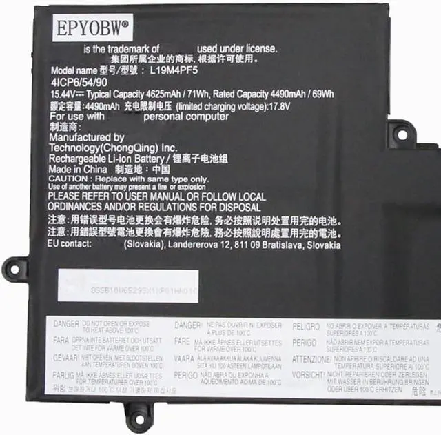 Alt view image 2 of 5 - L19M4PF5 Laptop Battery 71Wh 4625mAh Compatible with Lenovo Ideapad Yoga Slim 7-15IIL05 / Yoga Slim 7-15ITL05 / Slim 7-15IIL05 / Slim 7-15ITL05 Series L19C4PF5 SB10W65293 5B10W65278 SB10W65279