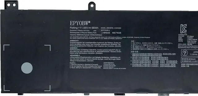 Alt view image 2 of 5 - C32N2022 Laptop Battery 96Wh 8230mAh 6-cell 11.55V Compatible with Asus VivoBook Pro 16X M7600 / VivoBook Pro 16X OLED M7600QE-L2040T N7600PC / Zenbook Pro 15 OLED UM535QE Series 0B200-04040000