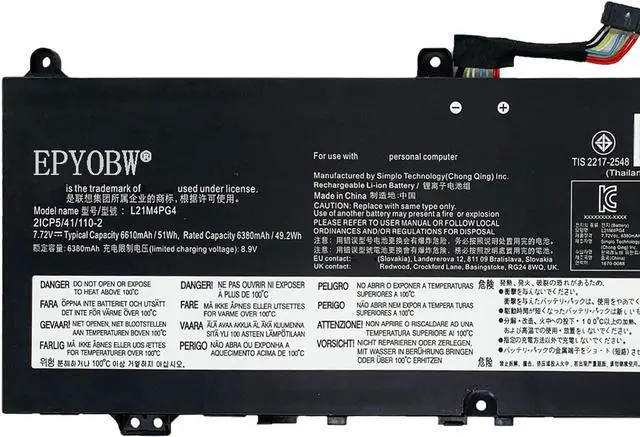 Alt view image 2 of 5 - L21M4PG4 L21D4PG4 Laptop Battery 51Wh 6610mAh 4-Cell 7.72V Compatible with Lenovo Flex 5 Chrome 14IAU7 / IdeaPad Flex 5 Chrome 14IAU7 / IdeaPad Flex 5 Chrome 14IRU7 Series SB11F99195 5B11F99196