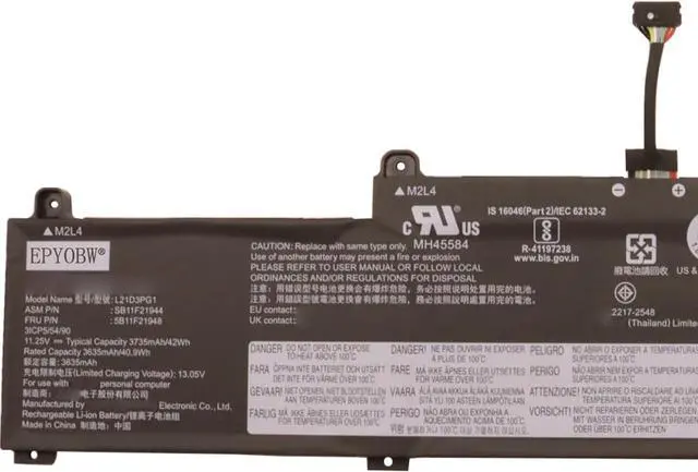 Alt view image 3 of 6 - L21D3PG1 Battery 42Wh 3-Cell Compatible with Lenovo ThinkPad L14 Gen 3 / ThinkPad L15 Gen 3 Series L21C3PG1 L21M3PG1 L21L3PG1