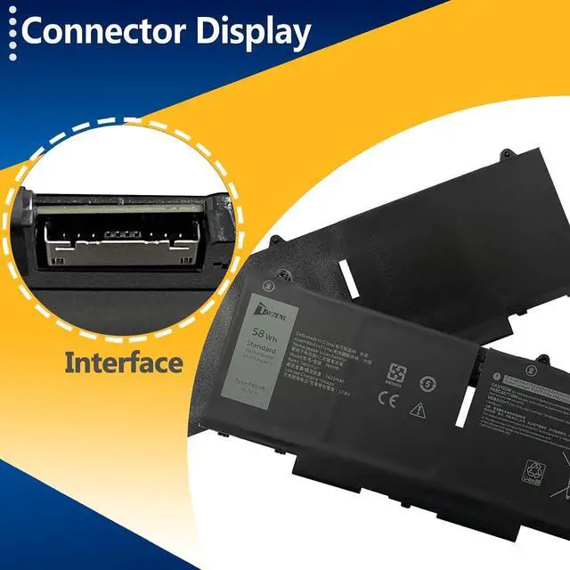 Alt view image 3 of 7 - FK0VR 58Wh Battery Replacement for Dell Latitude 7430 7330 5330 2-in-1 Series Latitude 7530 7430 7330 5330 Series P133G P133G002 P134G P134G002 Series 15.2V 3625