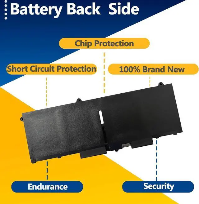 Alt view image 4 of 7 - FK0VR 58Wh Battery Replacement for Dell Latitude 7430 7330 5330 2-in-1 Series Latitude 7530 7430 7330 5330 Series P133G P133G002 P134G P134G002 Series 15.2V 3625