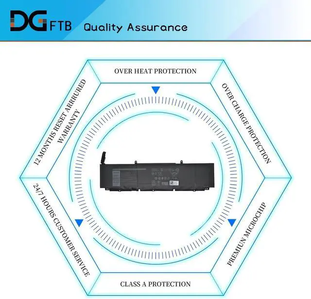 Alt view image 6 of 7 - XG4K6 5XJ6R Laptop Battery for Dell XPS 17 9700 9710 9720 9730 Precision 5750 5760 5770 Series 01RR3 001RR3 F8CPG 0F8CPG OF8CPG KVPMY 0YY3V KRDHV 3ICP7/54/65-2 (11.4V 97WH/8071mAh/6-Cell)